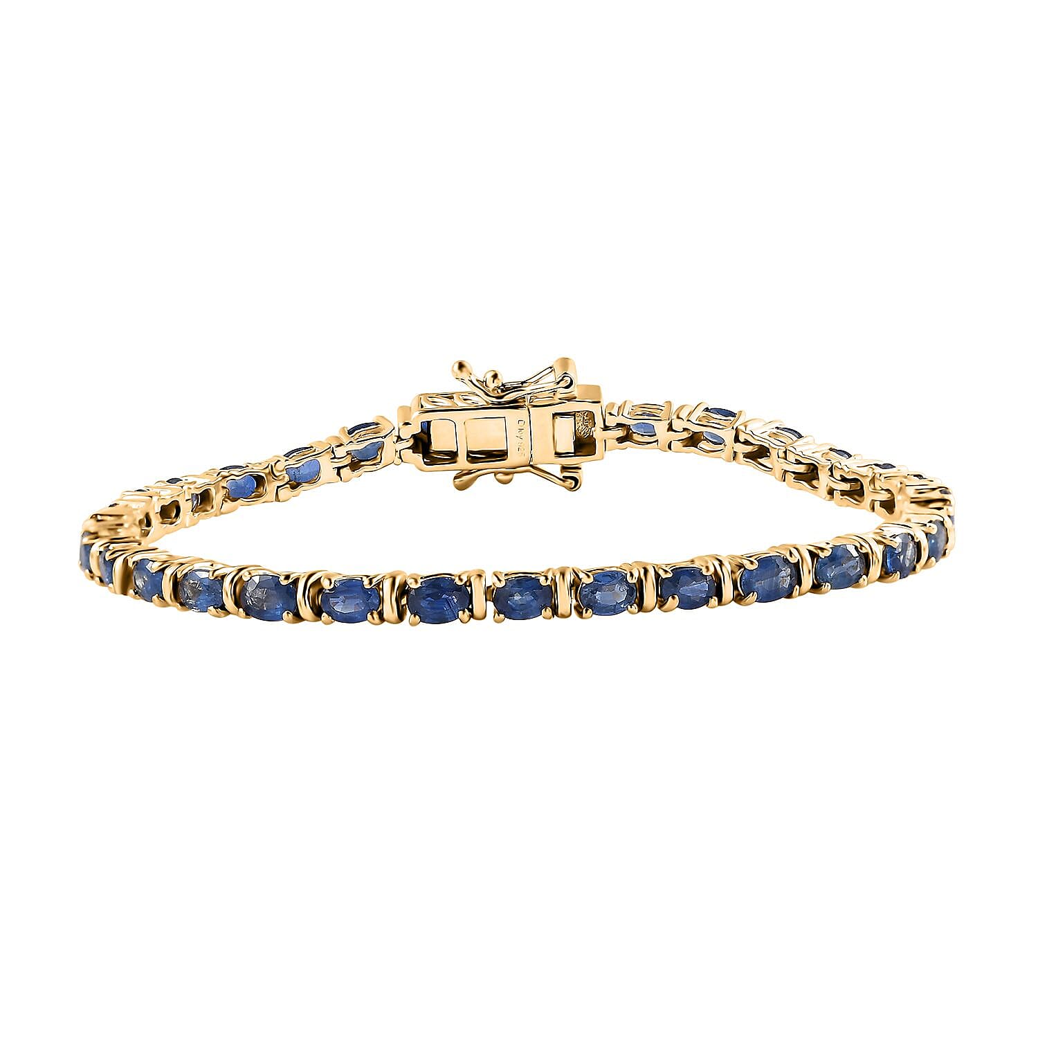 CPG Health Care Mg On ブレスレット ブルー×ゴールド Premium Ceylon Blue Sapphire Tennis Bracelet in Vermeil Yellow