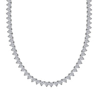 Moissanite Heart Tennis Necklace 18 Inches in Platinum Over Sterling Silver 41.15 ctw