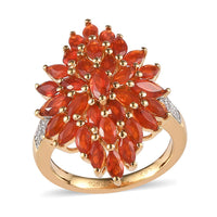 Crimson Fire Opal and White Zircon 2.20 ctw Ring in 18K Vermeil Yellow Gold Over Sterling Silver (Size 7.0)