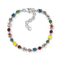 Designer Premium Multi Color Austrian Crystal Bracelet in Platinum Over Sterling Silver (6.50-8.0In) - Sticky add to cart bar