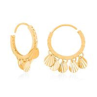 24K Yellow Gold Electroform Pear Cut Hoop Earrings 2.10 Grams