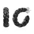 Black Murano Style Twisted Hoop Earrings in Stainless Steel - Sticky add to cart bar