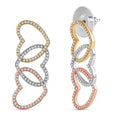 Moissanite 3 Row Hearts Statement Earrings in 14K RG, YG and Platinum Over Sterling Silver 1.90 ctw - Sticky add to cart bar