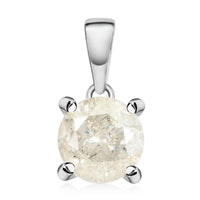 10K White Gold G-H I3 Diamond Solitaire Pendant without Chain 1.00 ctw