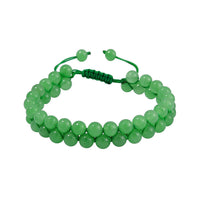 Green Jade Beaded 2 Row Shamballa Adjustable Bracelet 90.00 ctw
