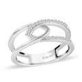Moissanite Infinity Double Band Ring in Platinum Over Sterling Silver (Size 5.0) 0.40 ctw - Sticky add to cart bar
