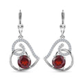 Mozambique Garnet, Moissanite Lever Back Heart Earrings in Platinum Over Sterling Silver 5.30 ctw - Sticky add to cart bar