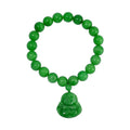 Green Jade Carved Buddha and Beaded Stretch Bracelet 178.00 ctw - Sticky add to cart bar