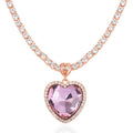 TLV Red Glass, Austrian Crystal Heart Necklace (20-22 Inches) in Goldtone - Sticky add to cart bar