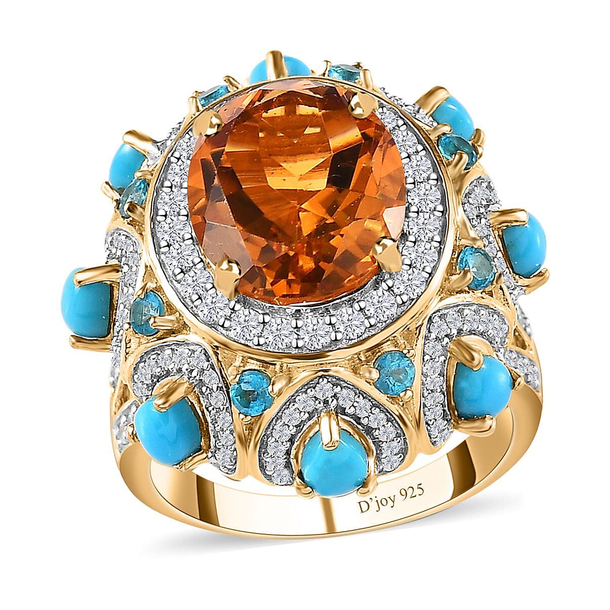 GP Bella Italia Collection Premium Santa Ana Madeira Citrine and Multi Gemstone Ring in Vermeil Yellow Gold Over Sterling Silver (Size 10.0) 7.00 ctw (Del. in 8-10 Days)