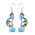 Bali Legacy Sleeping Beauty Turquoise and Abalone Shell 3.65 ctw Kokopelli Earrings in Sterling Silver - Sticky add to cart bar