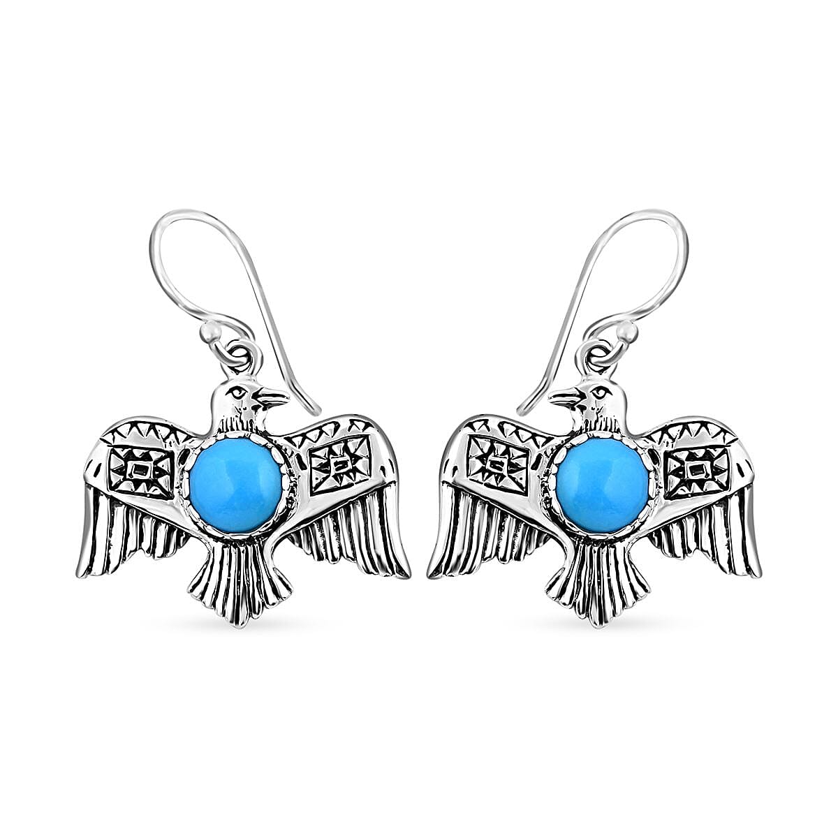 Bali Legacy Sleeping Beauty Turquoise Bird Earrings in Sterling Silver 2.40 ctw