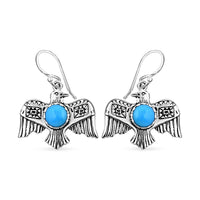 Bali Legacy Sleeping Beauty Turquoise Bird Earrings in Sterling Silver 2.40 ctw