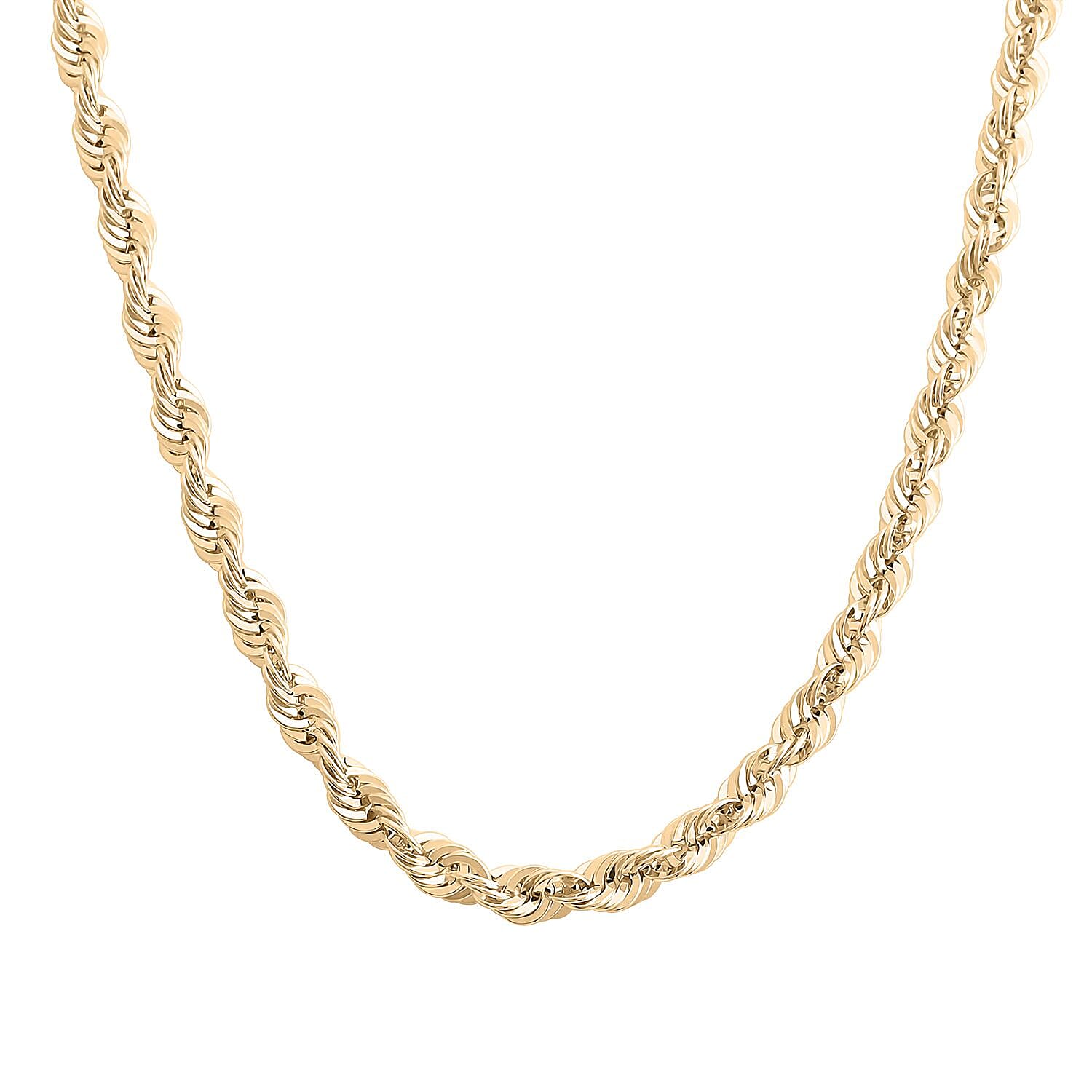 10K Yellow Gold 4.5 mm Rope Chain Necklace 20 Inches 8.50 Grams