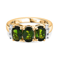 Chrome Diopside and White Zircon Ring in 18K Vermeil YG Over Sterling Silver (Size 9.0) 2.91 ctw