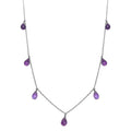 African Amethyst Station Necklace (20 Inches) in Rhodium Over Sterling Silver 12.40 ctw - Sticky add to cart bar