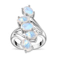 Premium Rainbow Moonstone 5 Stone Ring in Platinum Over Sterling Silver (Size 10.0) 3.85 ctw - Sticky add to cart bar