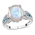 Premium Rainbow Moonstone, Multi Gemstone Ring in Platinum Over Sterling Silver (Size 10.0) 5.85 ctw - Sticky add to cart bar