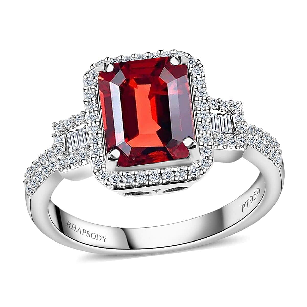 One Time Only Rhapsody 950 Platinum AAAA Ouro Fino Rubellite, Diamond (E-F, VS2) Ring (Size 10.0) (7 g) 3.25 ctw