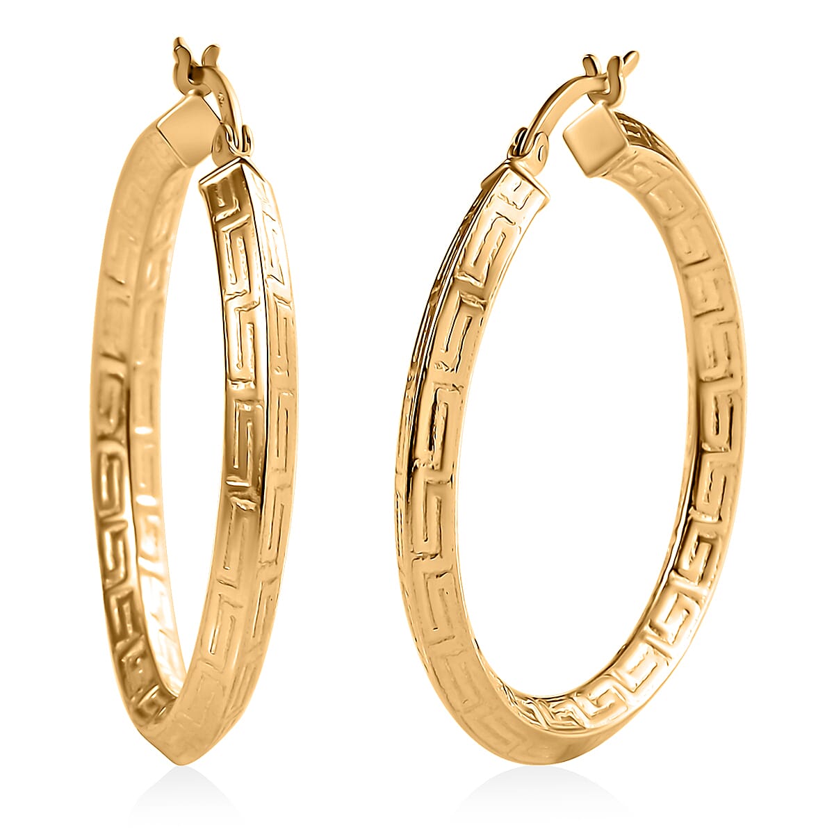 14K Yellow Gold Over Sterling Silver Hoop Earrings 4.40 Grams