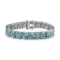Madagascar Paraiba Apatite Bracelet in Platinum Over Sterling Silver (7.25 In) 26.85 ctw