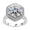 Moissanite (Rnd 12mm) Halo Ring in Platinum Over Sterling Silver (Size 10.0) 7.80 ctw - Sticky add to cart bar