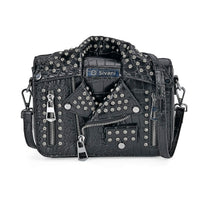 Sivani Life style Black Crocodile Embossed Faux Leather Crossbody Jacket Bag (8.7"x3"x4.7") with Detachable Chain Shoulder Strap