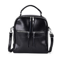Black Genuine Leather Backpack (10.6"x3.1"x9.84") with Crossbody Strap - Sticky add to cart bar