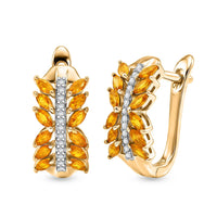 Premium Yellow Sapphire, White Zircon Earrings in 18K Vermeil YG Over Sterling Silver 3.00 ctw