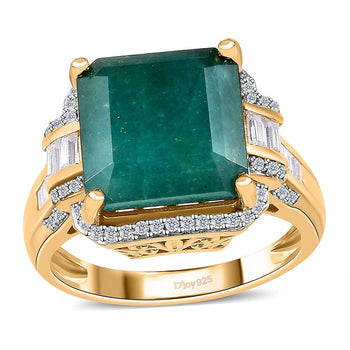 Premium Grandidierite and Moissanite 10.20 ctw Ring in Vermeil Yellow Gold Over Sterling Silver - Product card gallery slide 1 (10177317929273)