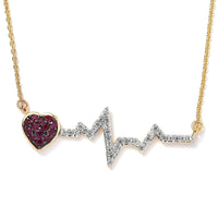 Premium Ruby, White Zircon Necklace (20 Inches) in 18K Vermeil YG Over Sterling Silver 0.70 ctw