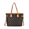 Dark Brown with Flower Print Faux Leather Tote Bag (15.7"x6.3"x11.4") with Apricot Handle - Sticky add to cart bar