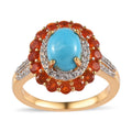 Premium Sleeping Beauty Turquoise and Multi Gemstone 2.00 ctw Ring in 18K Vermeil Yellow Gold Over Sterling Silver (Size 6.0) - Sticky add to cart bar