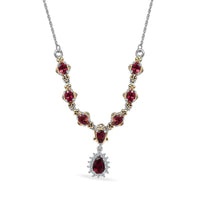 D'Joy Ouro Fino Rubellite and White Zircon Necklace 18-20 Inches in Vermeil YG and Platinum Over Sterling Silver 1.80 ctw