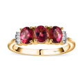 Premium Ouro Fino Rubellite, White Diamond Ring in Vermeil YG Over Sterling Silver (Size 6.0) 1.10 ctw - Sticky add to cart bar