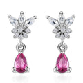 Ouro Fino Rubellite and White Zircon Drop Earrings in Platinum Over Sterling Silver 0.65 ctw - Sticky add to cart bar