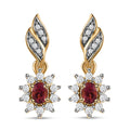Ouro Fino Rubellite and White Zircon Sunburst Earrings in Vermeil Yellow Gold Over Sterling Silver 0.85 ctw - Sticky add to cart bar