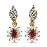 Ouro Fino Rubellite and White Zircon Sunburst Earrings in Vermeil Yellow Gold Over Sterling Silver 0.85 ctw