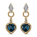 London Blue Topaz and Moissanite Earrings in Platinum and Vermeil Yellow Gold Over Sterling Silver 4.40 ctw - Sticky add to cart bar