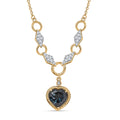 London Blue Topaz and Moissanite Heart Necklace 18 Inches in Vermeil Yellow Gold Over Sterling Silver 4.25 ctw - Sticky add to cart bar