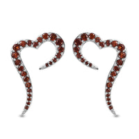 Mozambique Garnet Heart Earrings in Platinum Over Sterling Silver 1.10 ctw
