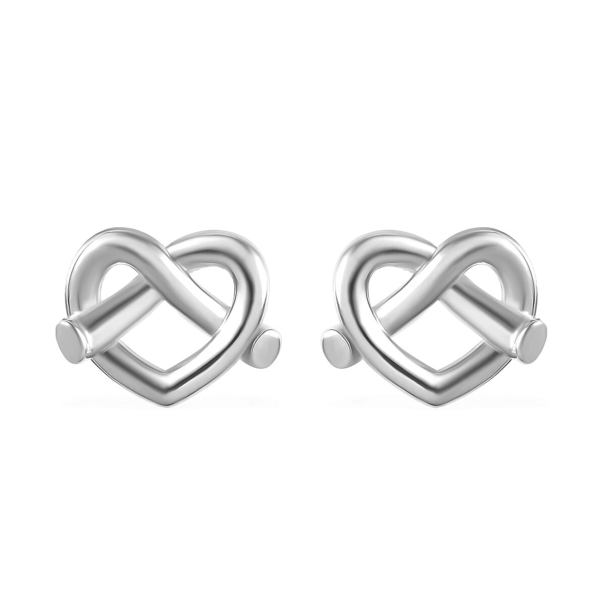 Platinum Over Sterling Silver Heart Stud Earrings (4.15 g)