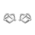 Platinum Over Sterling Silver Heart Stud Earrings (4.15 g) - Sticky add to cart bar