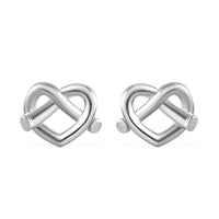 Platinum Over Sterling Silver Heart Stud Earrings (4.15 g)