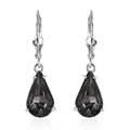 Designer Premium Silver Night Austrian Crystal Solitaire Lever Back Earrings in Platinum Over Sterling Silver - Sticky add to cart bar
