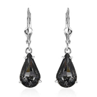 Designer Premium Silver Night Austrian Crystal Solitaire Lever Back Earrings in Platinum Over Sterling Silver