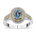 Luxoro 10K White Gold Premium Santa Maria Aquamarine, Natural Yellow and White Diamond (I2-I3) (0.50 cts) Ring (Size 8.0) (4.35 g) (Del. in 10-12 Days) 1.65 ctw - Sticky add to cart bar