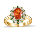 AAA Tanzania Spessartite Garnet and Multi Gemstone Floral Ring in Vermeil Yellow Gold Over Sterling Silver (Size 10.0) 2.40 ctw - Sticky add to cart bar