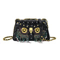 Luyitechuanqi Life Style Black Owl Shape Faux Leather Crossbody Bag (9.8"x3"x4.7") with Shoulder Strap - Sticky add to cart bar