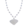 Natural Jade Carved Butterfly Necklace (20 Inches) in Rhodium Over Sterling Silver 200.00 ctw - Sticky add to cart bar